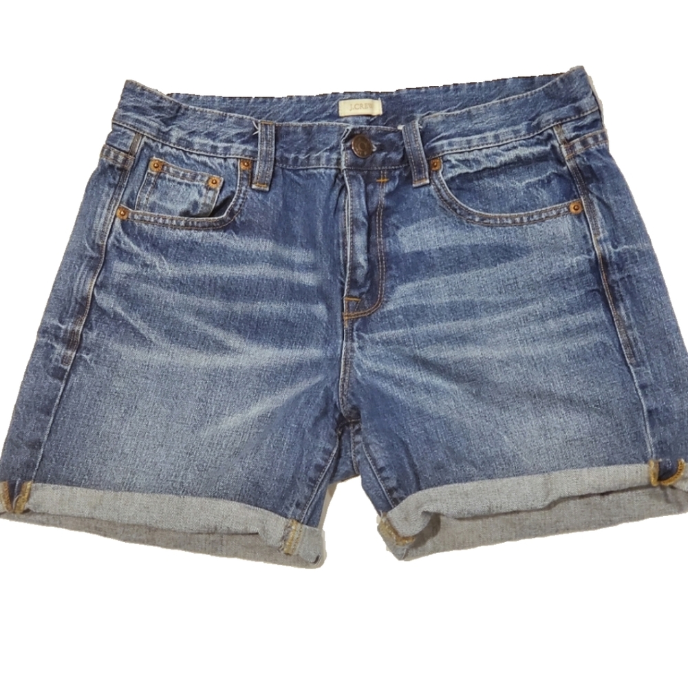 J Crew 100% cotton blue denim shorts, size 25